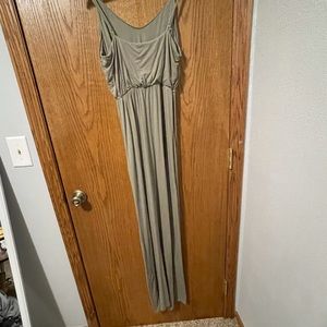 Spaghetti wrap olive green maxi dress